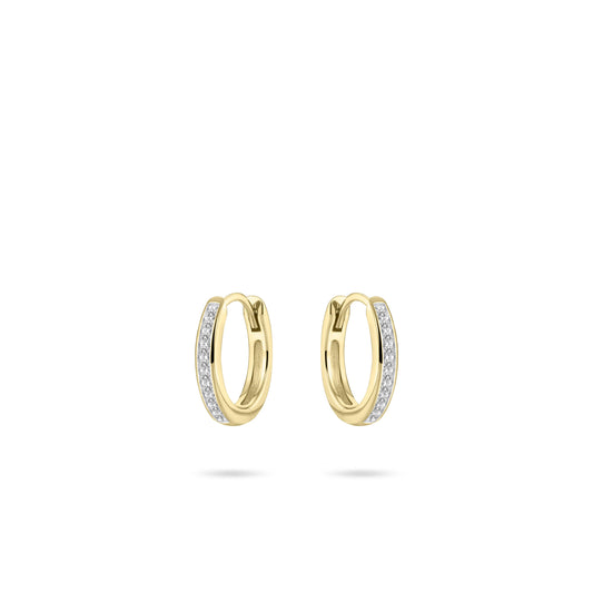 Hoops Oorbellen | 14k goud | 2 x 12 mm | Bezet met Zirkonia Steentjes