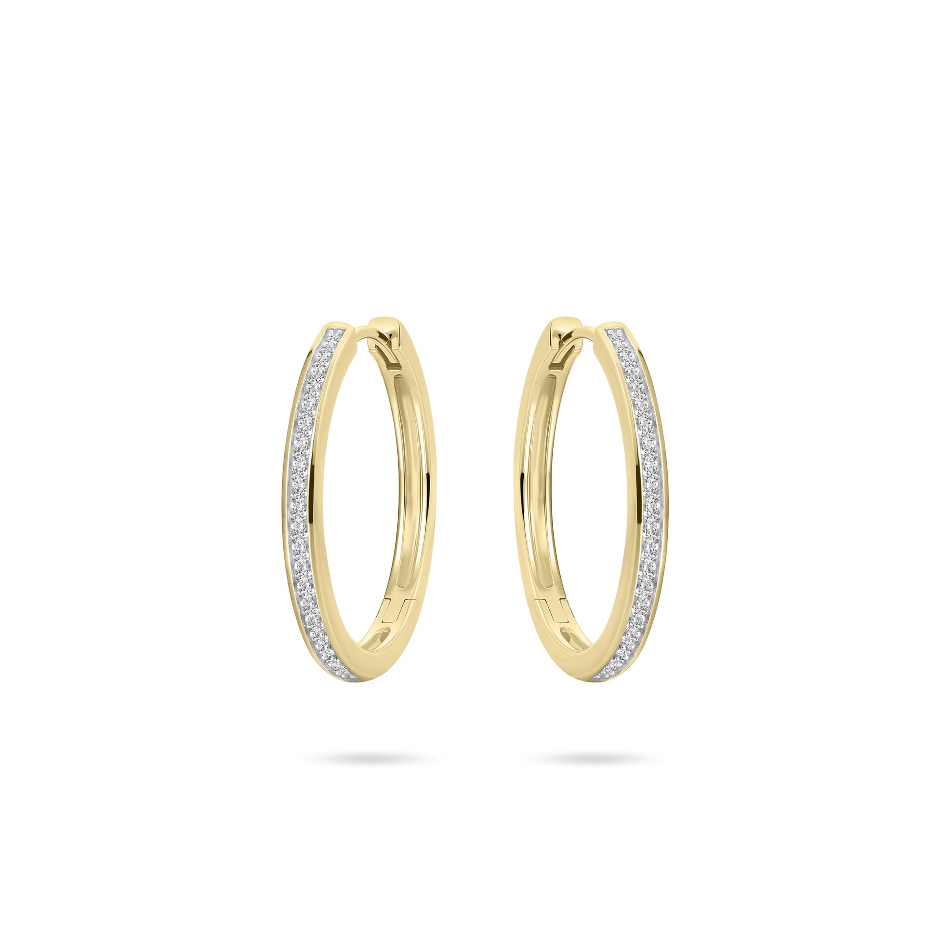 Hoops Oorbellen | 14k goud | 2 x 20 mm | Bezet met Zirkonia Steentjes