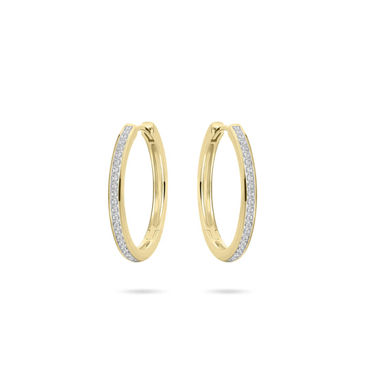 Hoops Oorbellen | 14k goud | 2 x 20 mm | Bezet met Zirkonia Steentjes