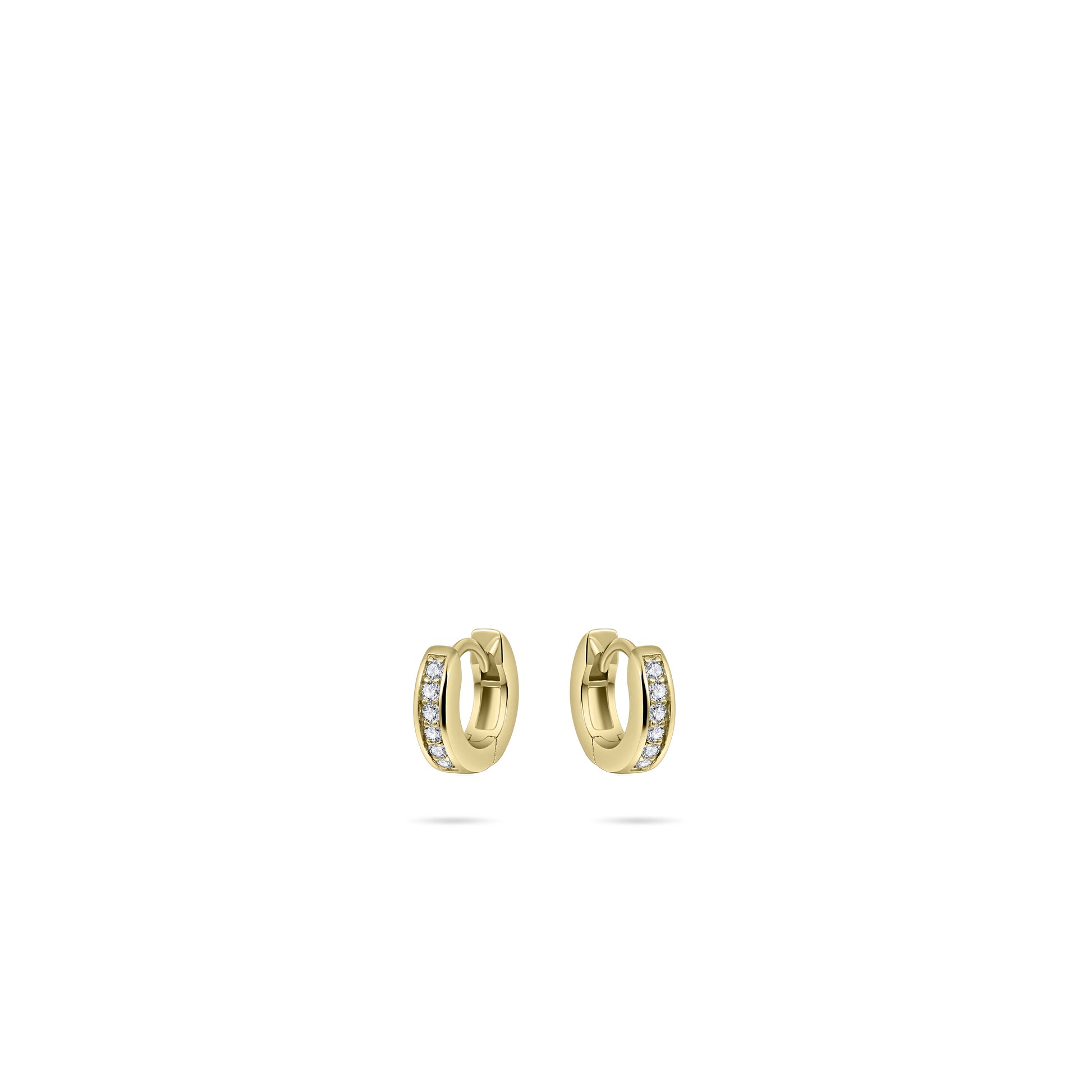 Hoops Oorbellen | 14k goud | 3 x 12 mm | Bezet met Zirkonia Steentjes