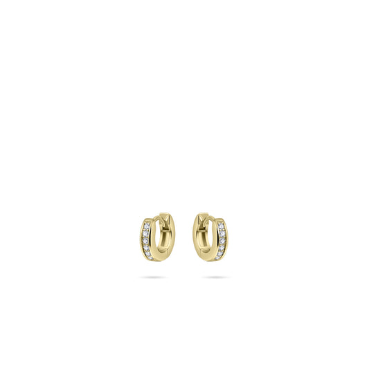 Hoops Oorbellen | 14k goud | 3 x 12 mm | Bezet met Zirkonia Steentjes