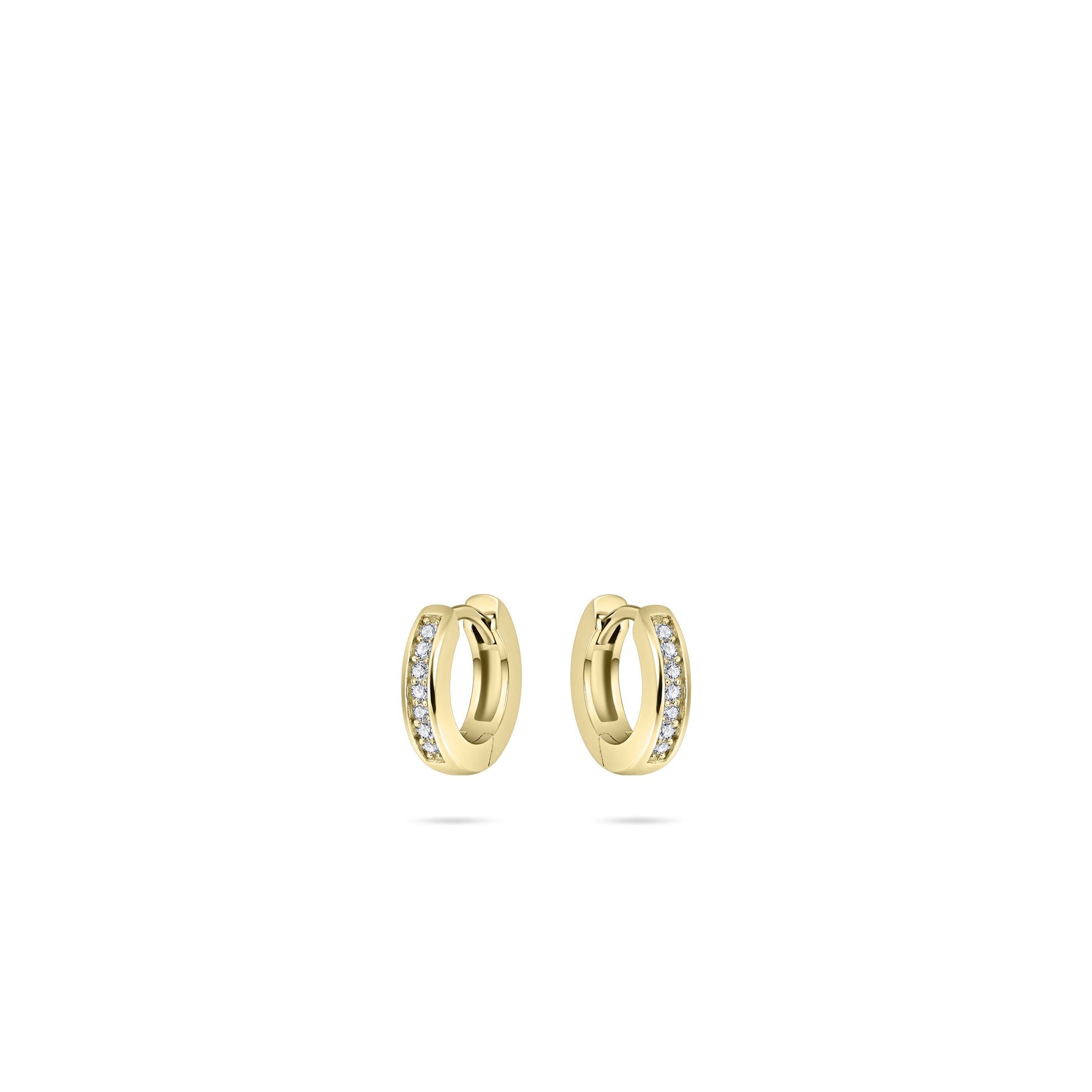 Hoops Oorbellen | 14k goud | 3 x 15 mm | Bezet met Zirkonia Steentjes