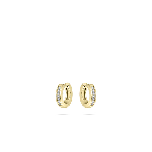 Hoops Oorbellen | 14k goud | 3 x 15 mm | Bezet met Zirkonia Steentjes