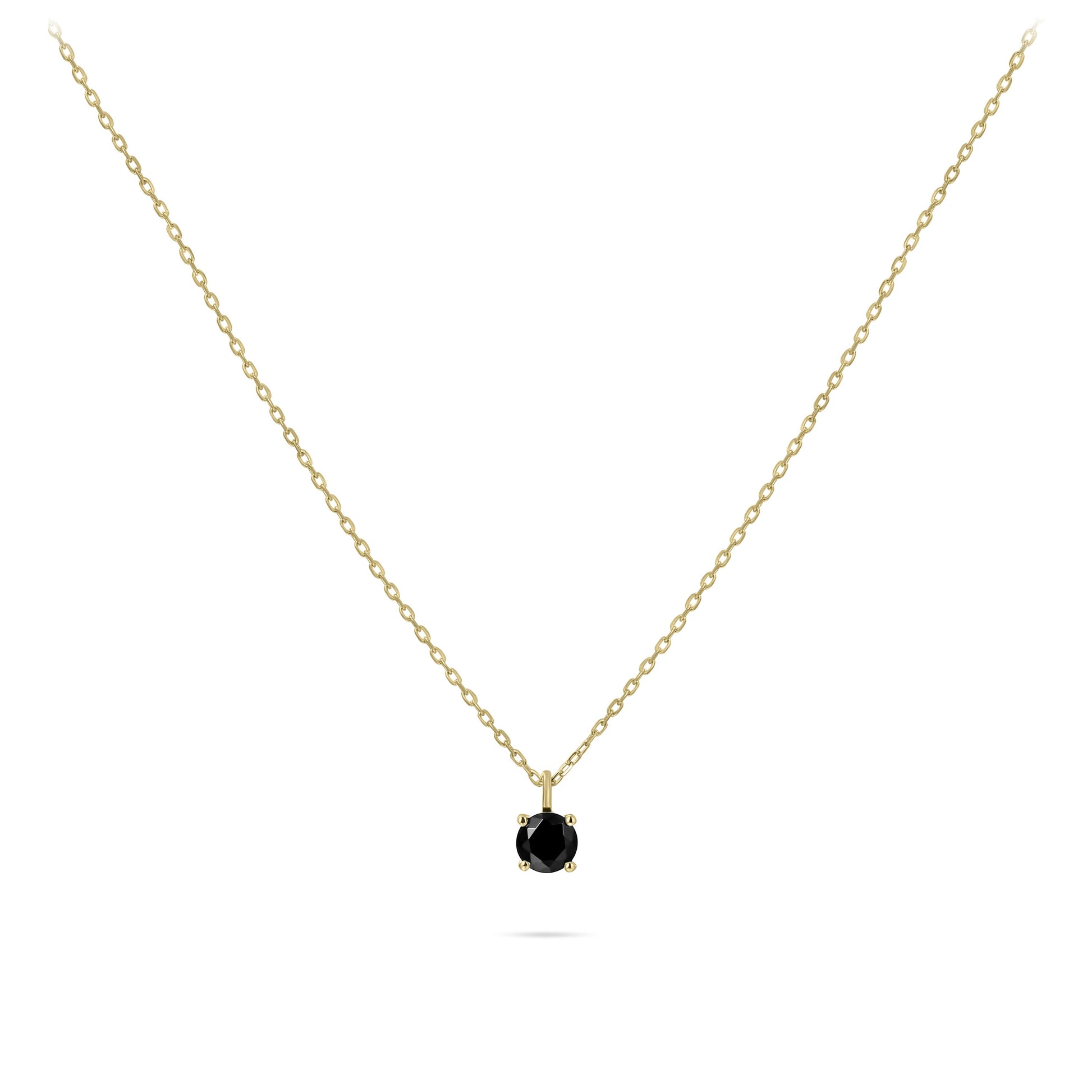 Halsketting met Solitaire hanger | 14k goud | Zirkonia Zwart | 38 + 4 cm 