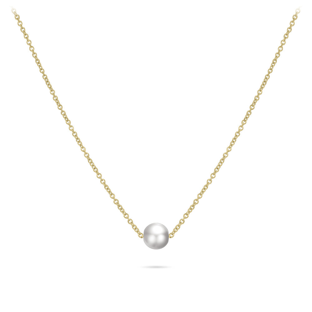 Halsketting met Synthetische Parel | 14k goud | 38 + 4 cm