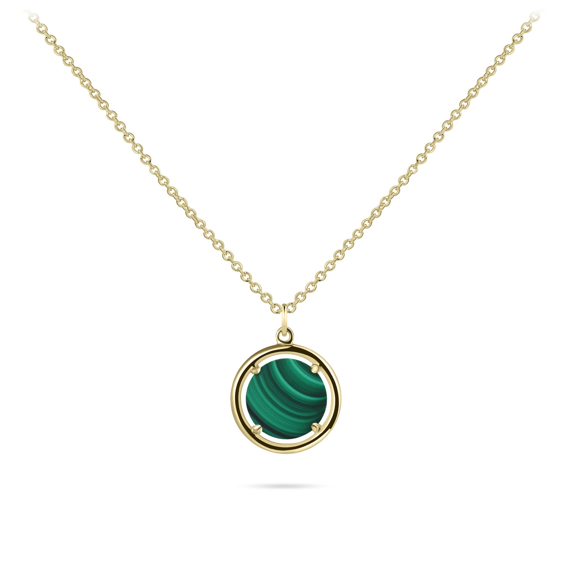 Halsketting met Solitaire hanger | 14k goud | Zirkonia Groen | 42 + 3 cm