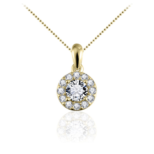 14k gouden hanger | Zirconia stenen rand met meerdere stenen | 8 mm