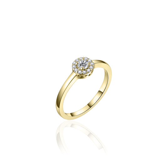 Ring | 14k goud | Zirkonia stenen