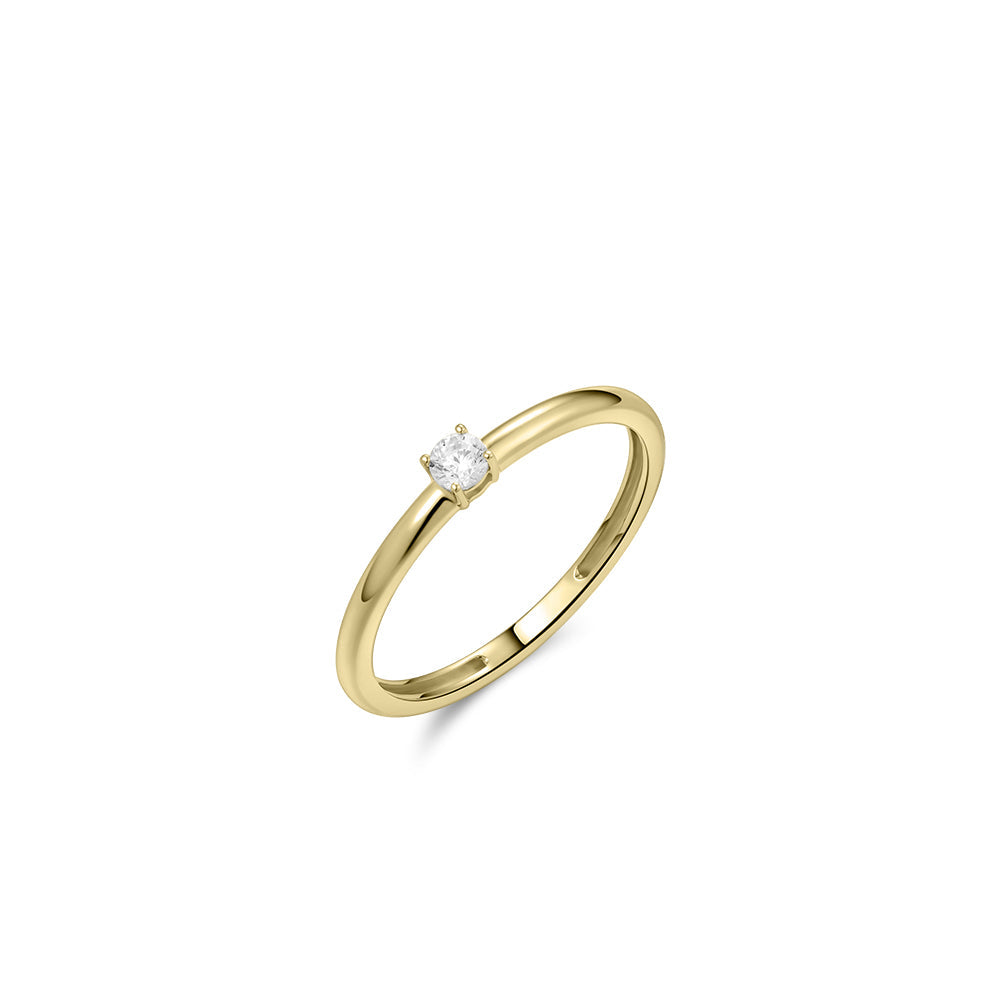 Solitaire Ring | 14k goud | 2 mm band | 3 mm steen