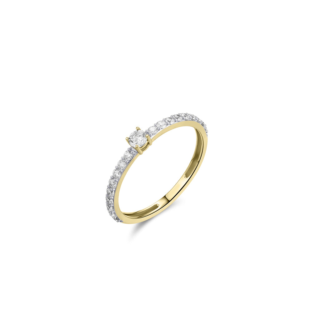 Sparkling ring | 14k goud | Zirkonia stenen | Middelsteen 3 mm 