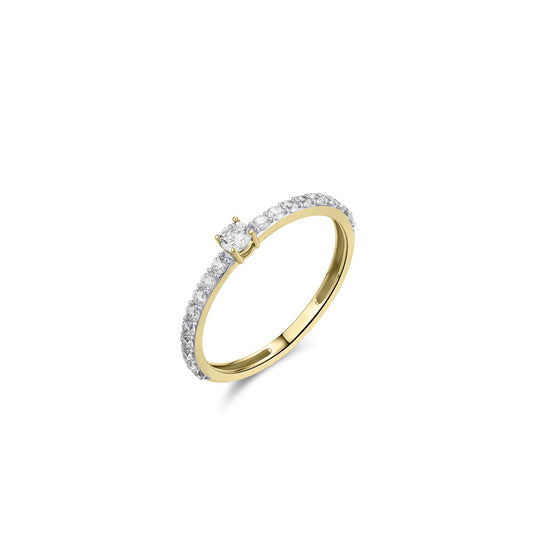Sparkling ring | 14k goud | Zirkonia stenen | Middelsteen 3 mm 