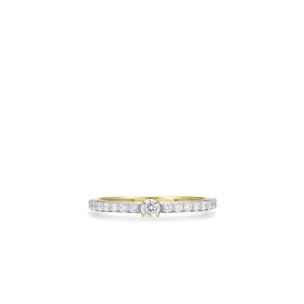 Sparkling ring | 14k goud | Zirkonia stenen | Middelsteen 3 mm 