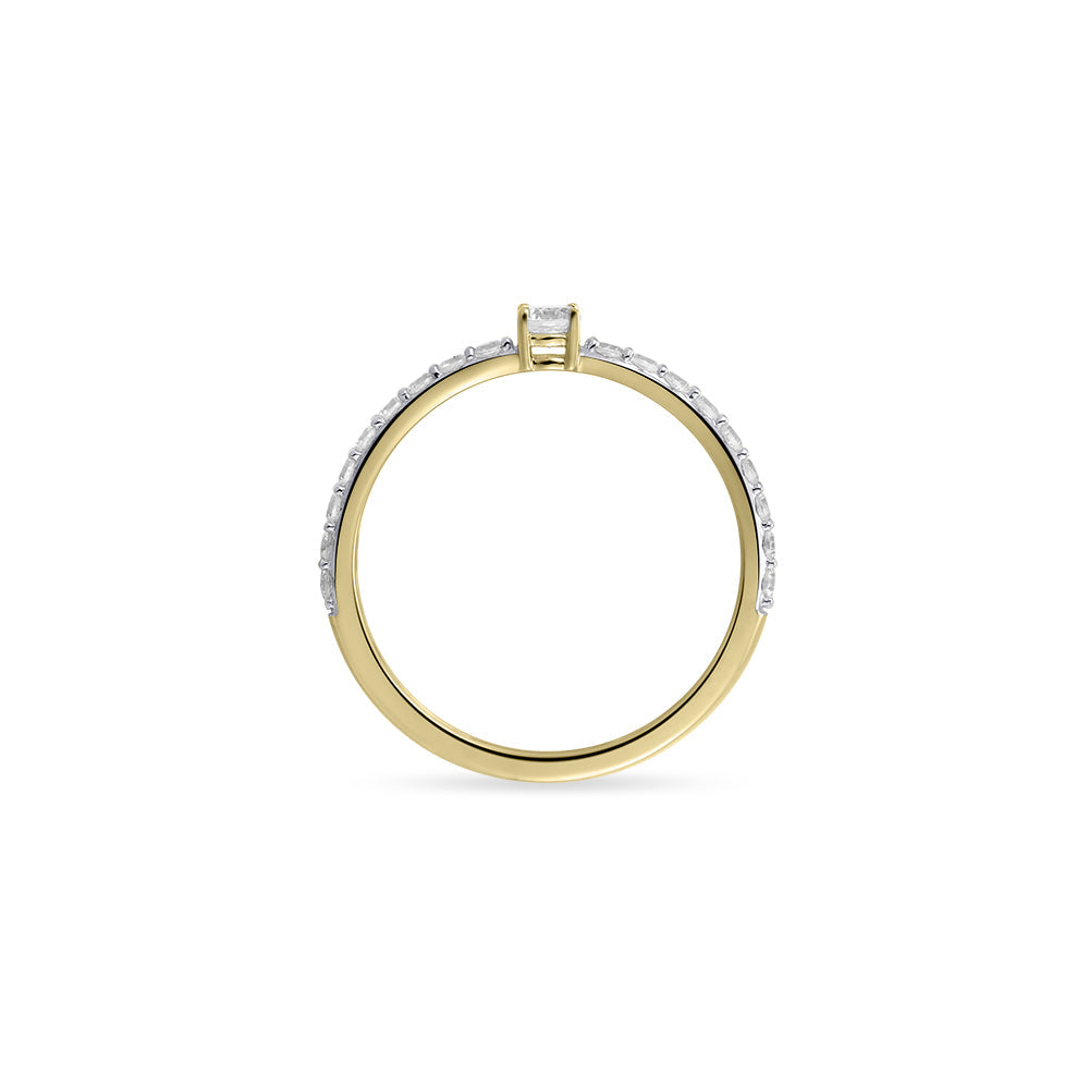 Sparkling ring | 14k goud | Zirkonia stenen | Middelsteen 3 mm 
