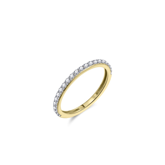 Bandring | 14k goud | enkele rij voor 5/8 gezet | zirkonia | 2 mm breed 