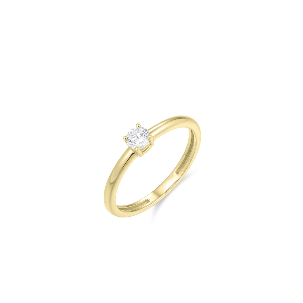 Solitaire Ring | 14k goud | 2 mm band | 4 mm steen
