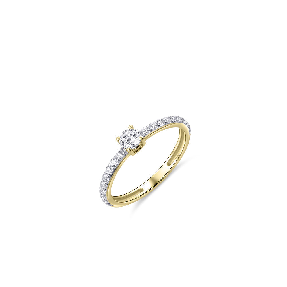 Sparkling ring | 14k goud | Zirkonia stenen | Middelsteen 4 mm 