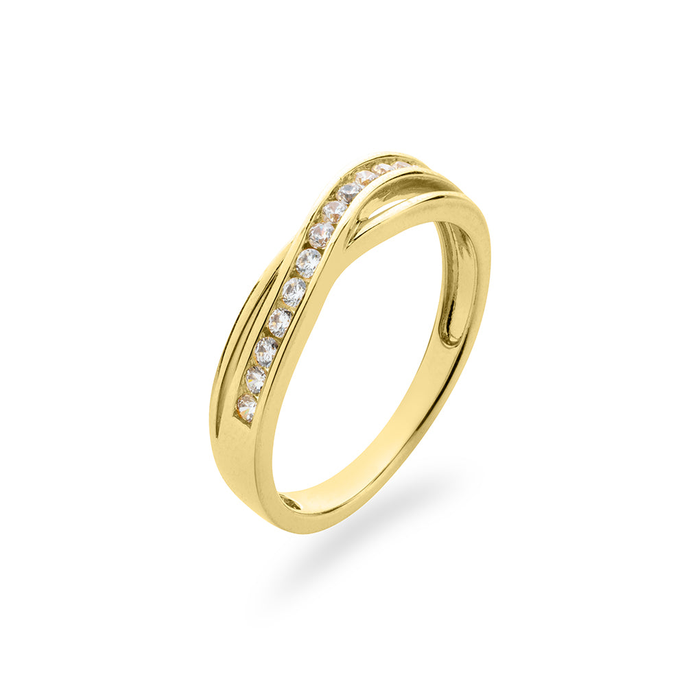 Kruisbandring | 14K goud | Zirkonia stenen