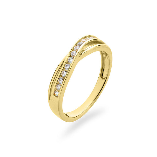 Kruisbandring | 14K goud | Zirkonia stenen