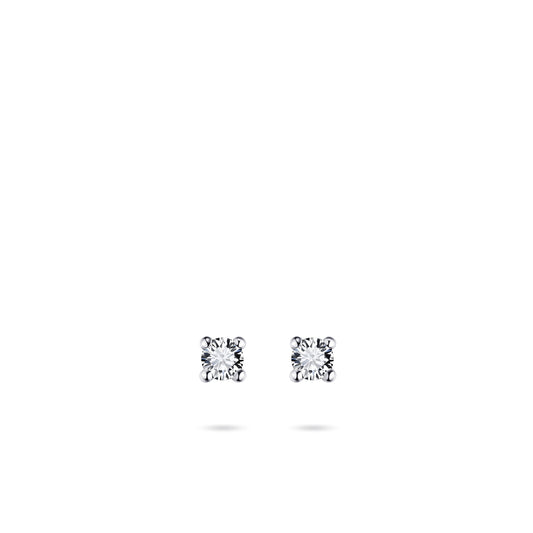 Solitaire Oorstekers | 14k Witgoud | 4 mm | Zirkonia