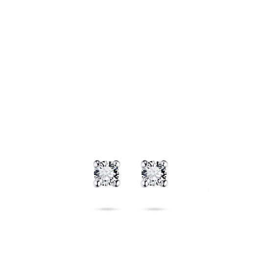 Solitaire Oorstekers | 14k Witgoud | 5 mm | Zirkonia