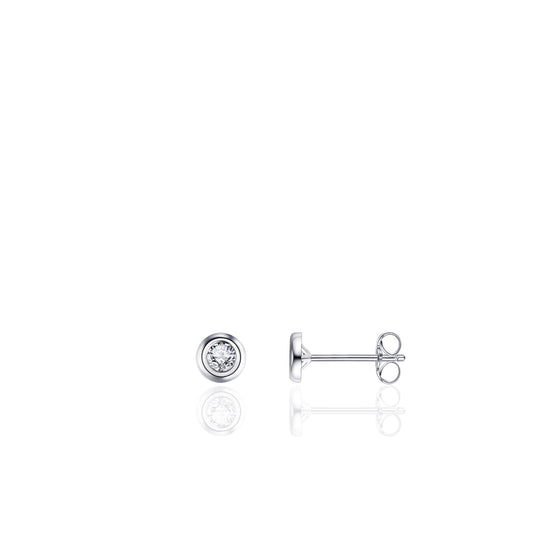 Oorstekers | 14k wit en geelgoud | Zirkonia stenen | 2 mm